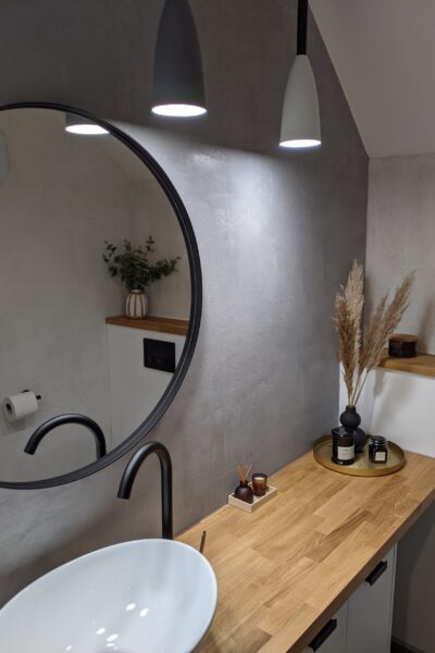 Venetian Plaster feature wall Leeds Pudsey bathroom wall